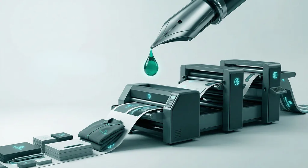 Spark Studio promotional visual of printing, stationery and custom apparel in teal tones